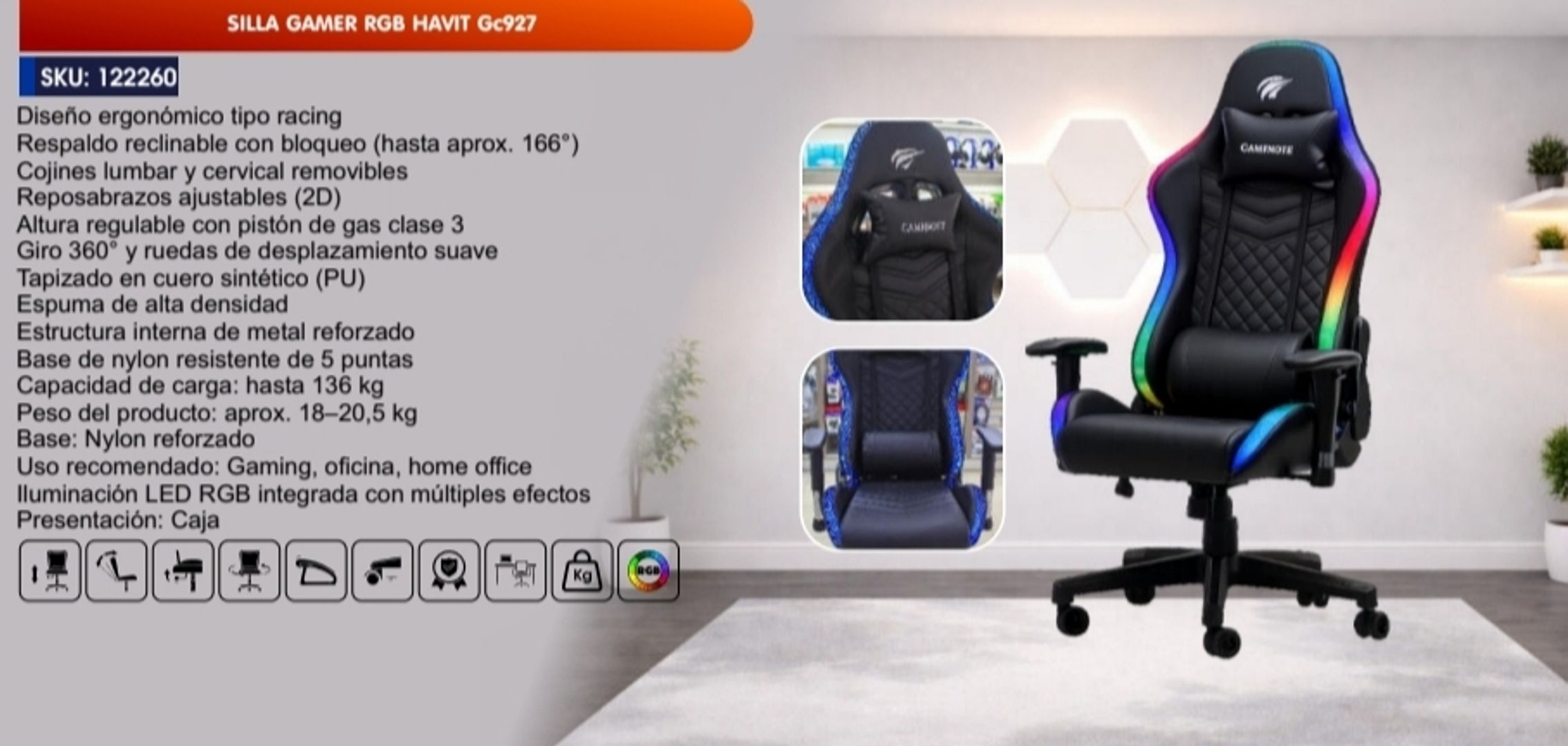SILLA GAMER RGB HAVIT 