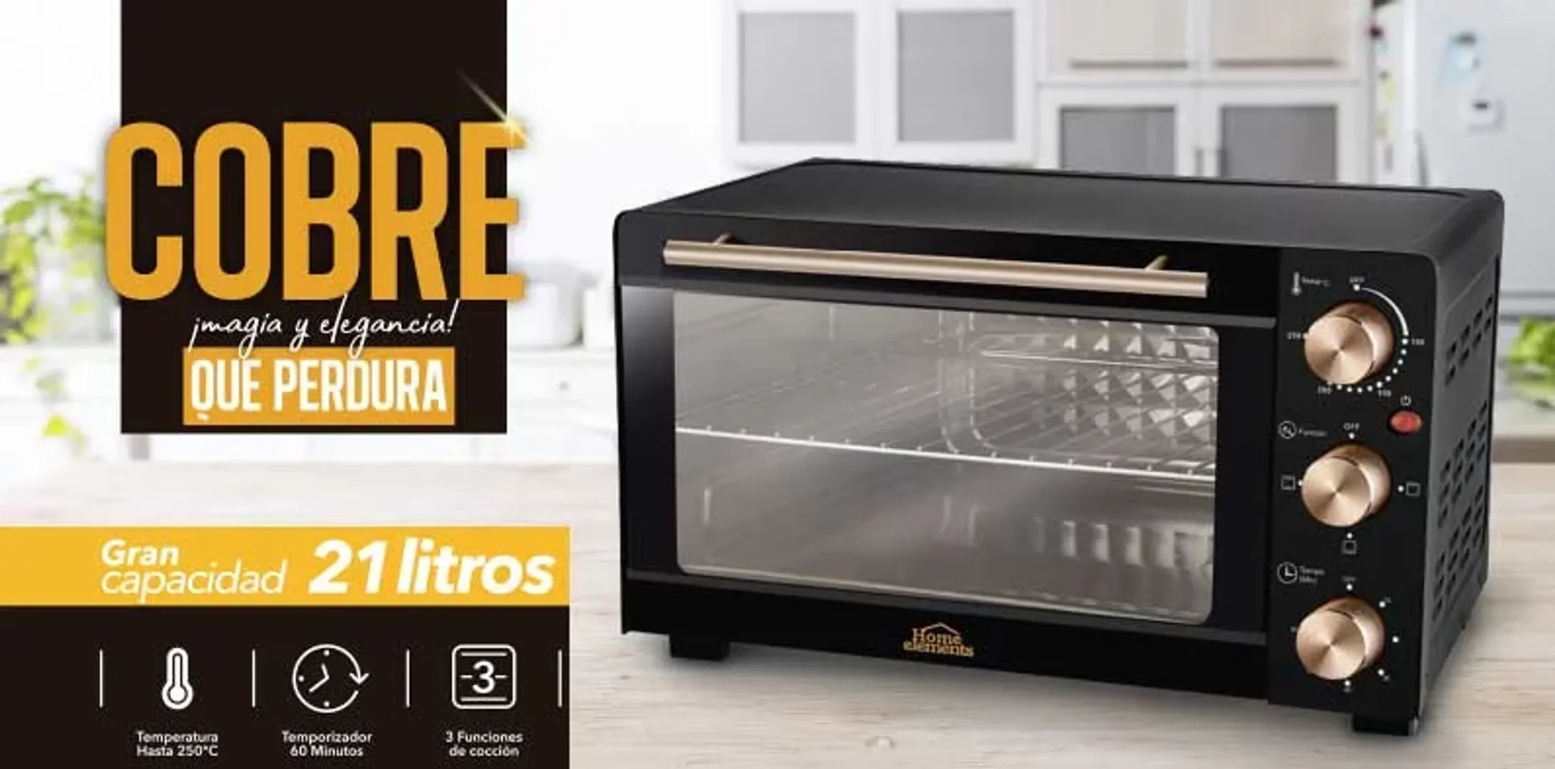 HORNO TOSTADOR 21L 1500W HEHT-2101 COPPER HOME HELEMES