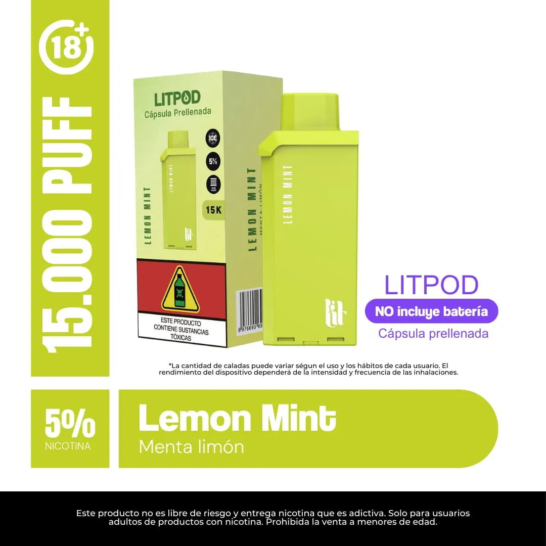 Pod Lit Lemon Mint 15.000 Puffs