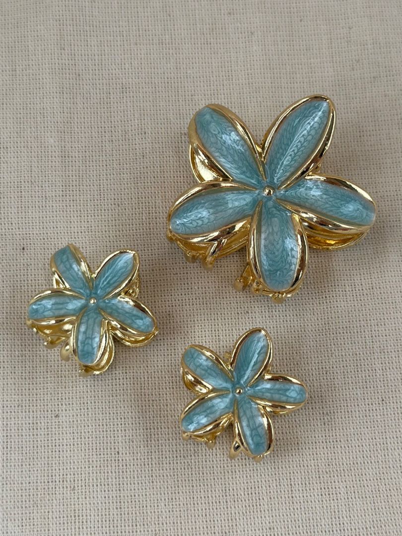 Set trío pinzas flor 