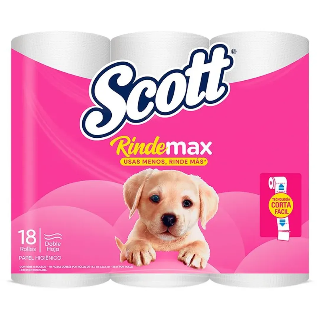 PAPEL HIGIENICO SCOTT RINDEMAX 2H*18 ROLLOS