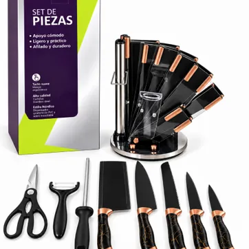 SET DE CUCHILLOS DE COCINA GIRATORIO 9 PCS - imagen 1