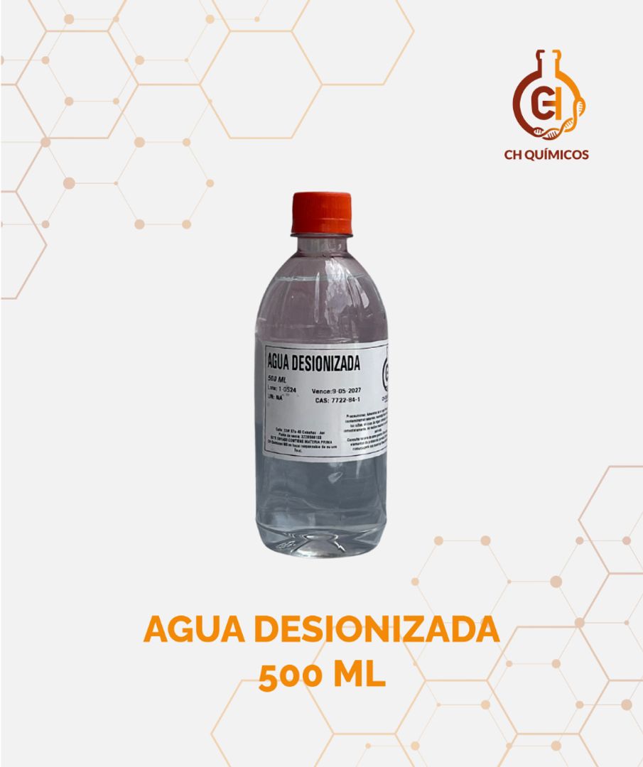 AGUA DESIONIZADA  Y ESTERILIZADA 500 ML