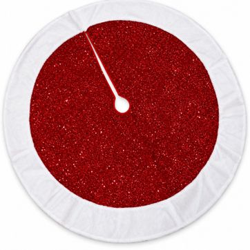 Imagen del producto PIE DE ARBOL ROJO BRILLANTE CON LENTEJUELAS Y BORDE NEVADO