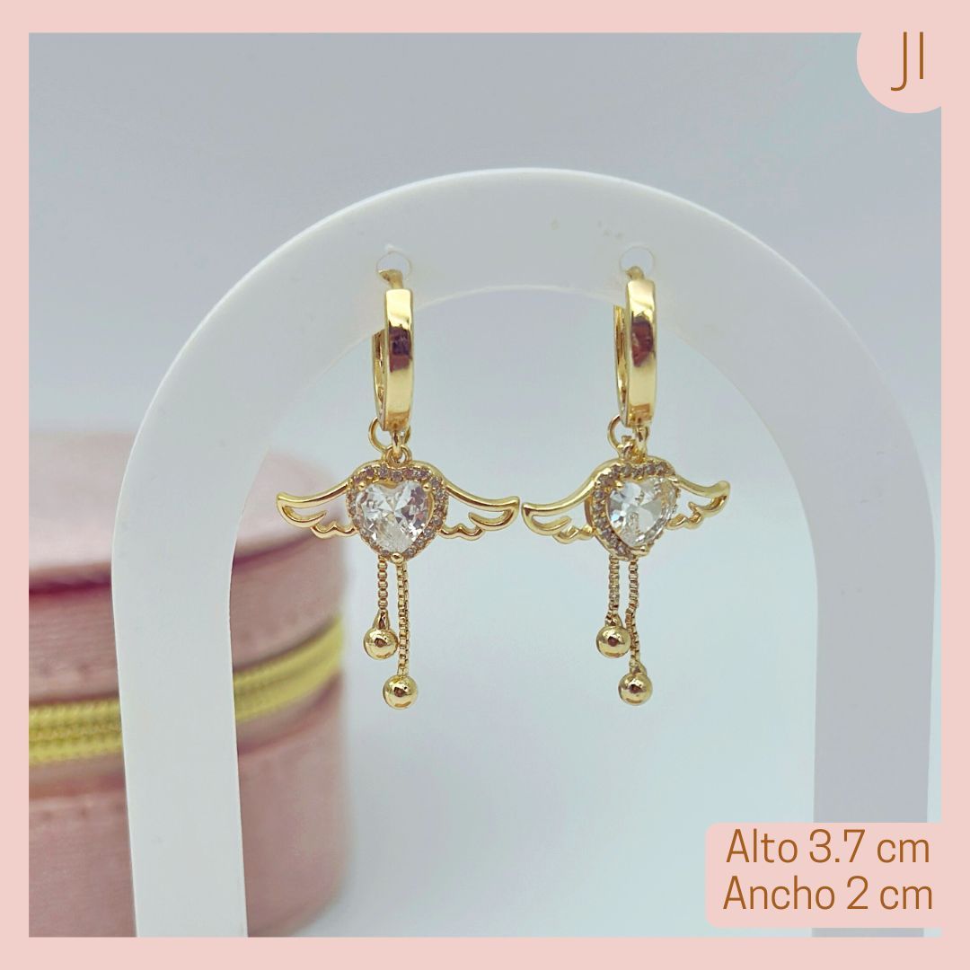 Candongas Alas Doradas Corazón centro