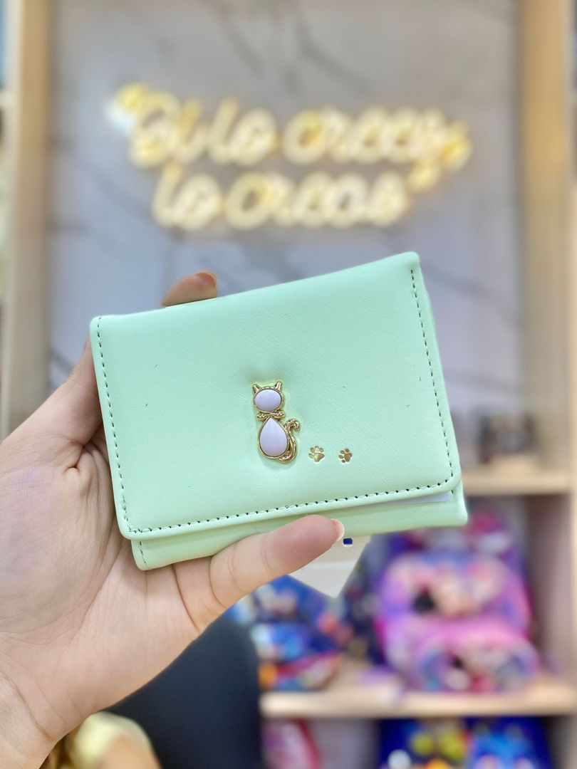 BILLETERA SINTÉTICA GATO Y FLOR