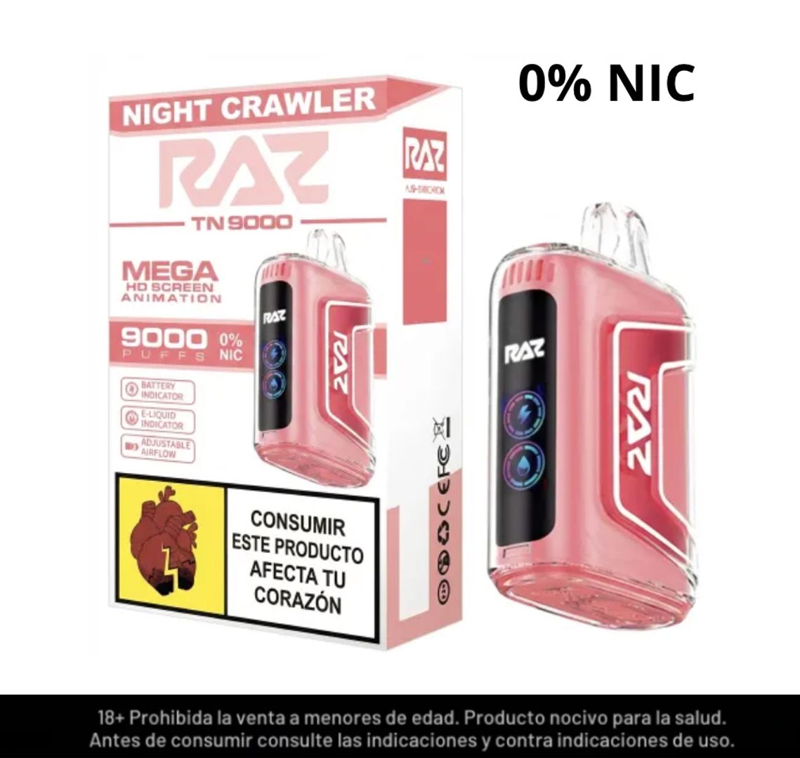 Raz Tn Night Crawler Sin Nicotina 9.000 Puffs