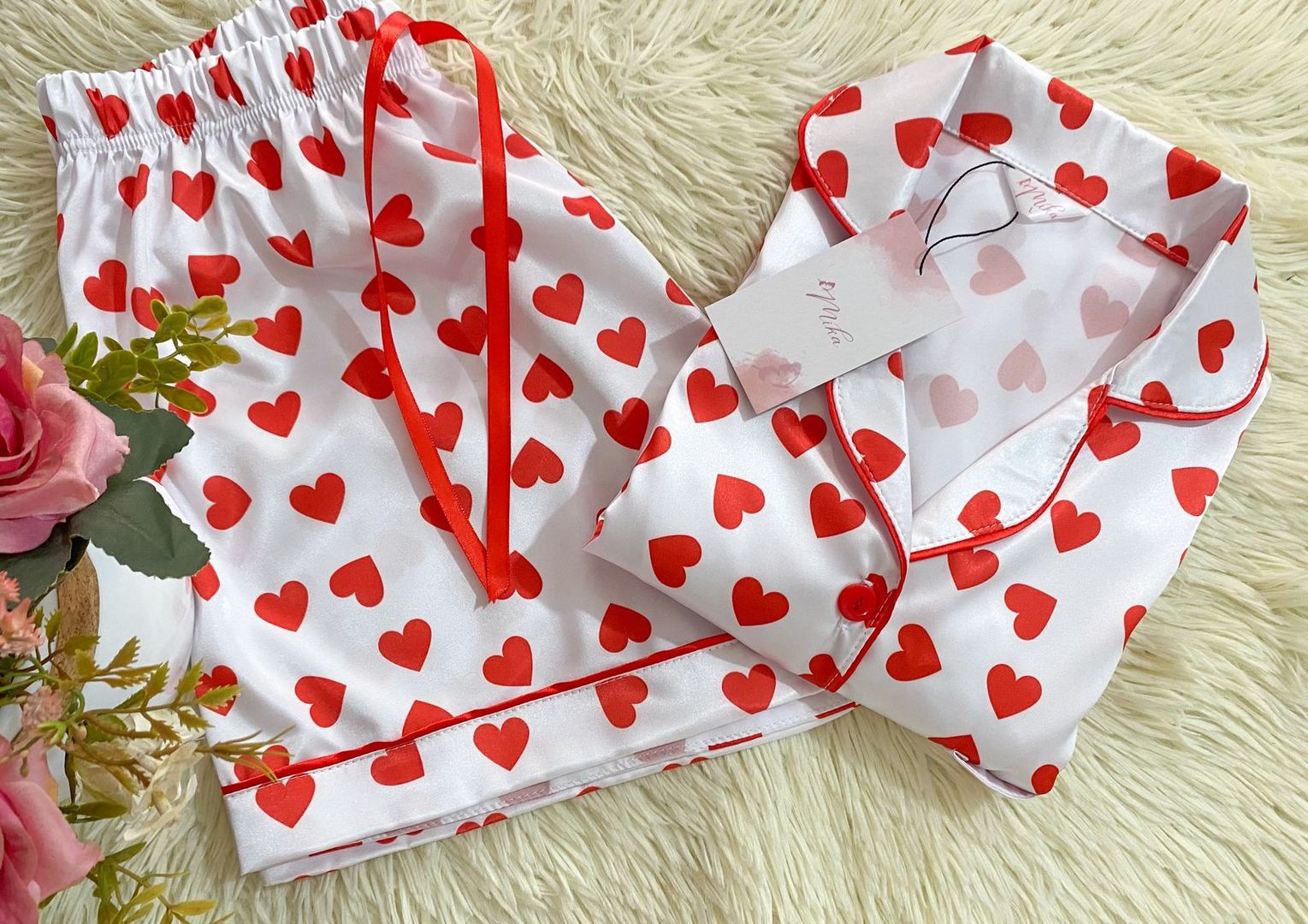 Set "Corazones Rojos" / Seda