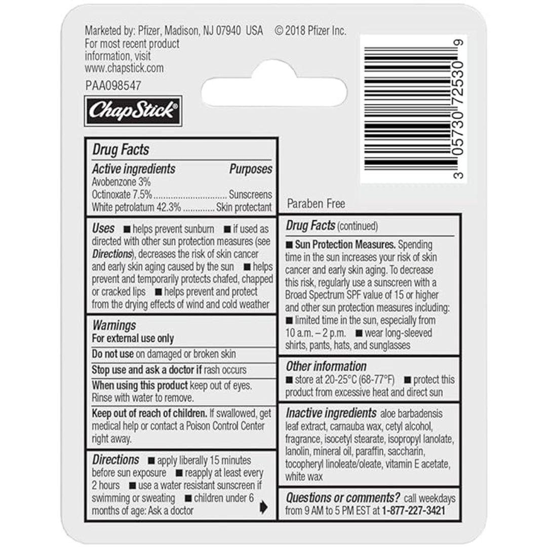 Chapstick  Bálsamo labial hidratante, de Chapstick (paquete de 3)