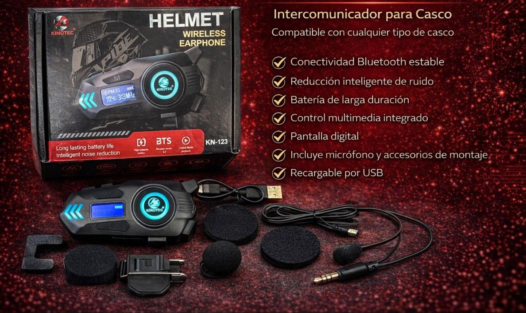 Intercomunicador de Moto Kinotec KN-94
