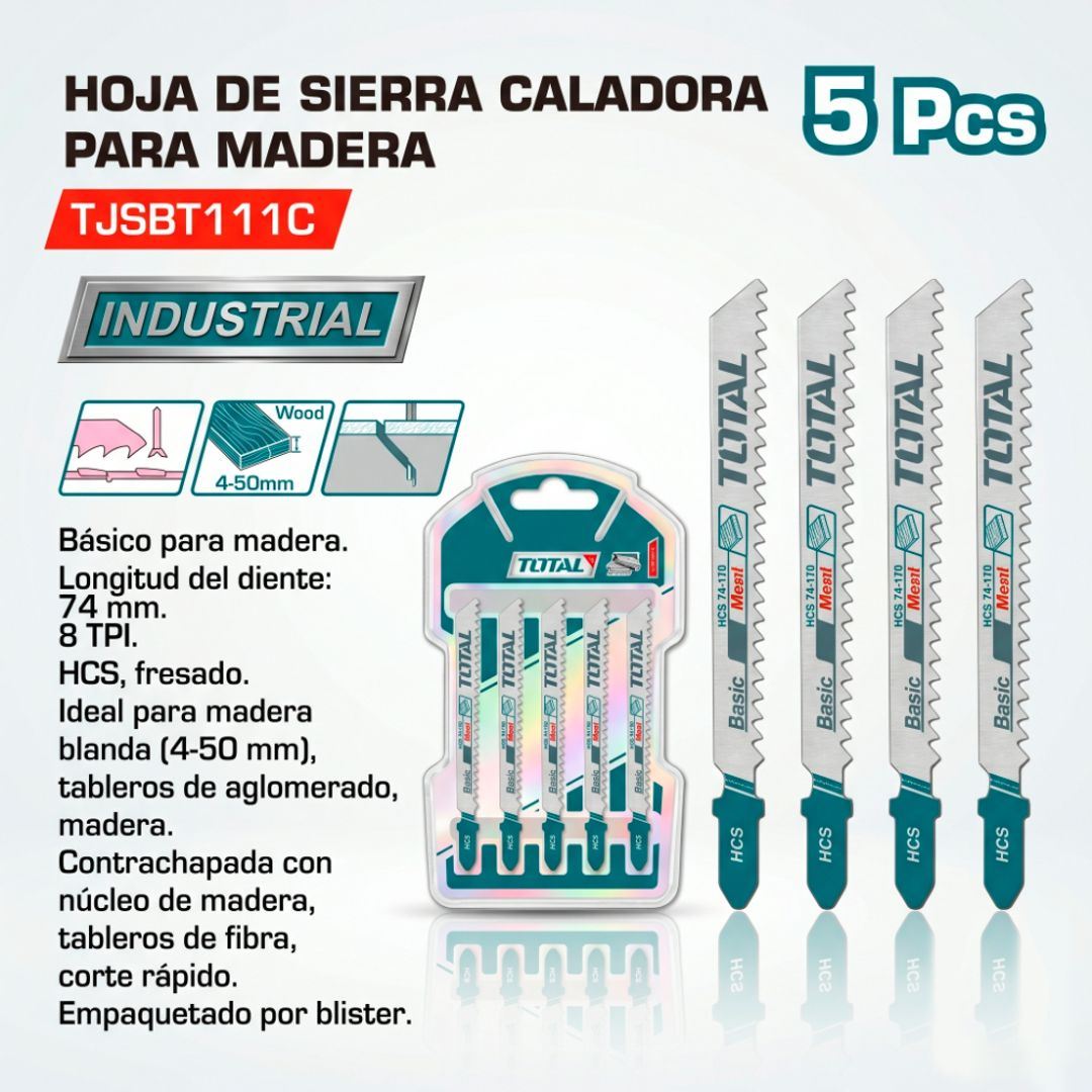 JUEGO DE HOJAS PARA SIERRA CALADORA PARA MADERA 5 PIEZAS