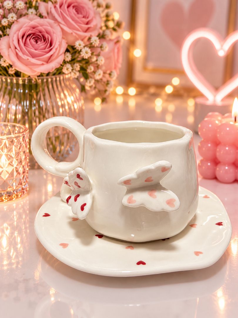 Set Mug plato mariposa 