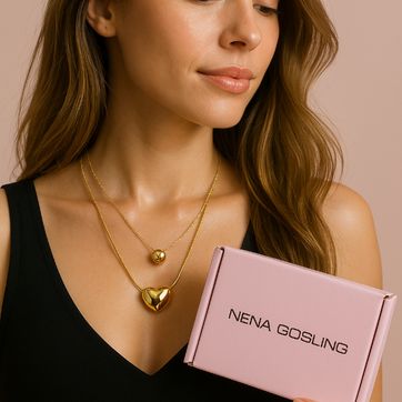 Set Collar Corazón + Aretes topitos - imagen 1