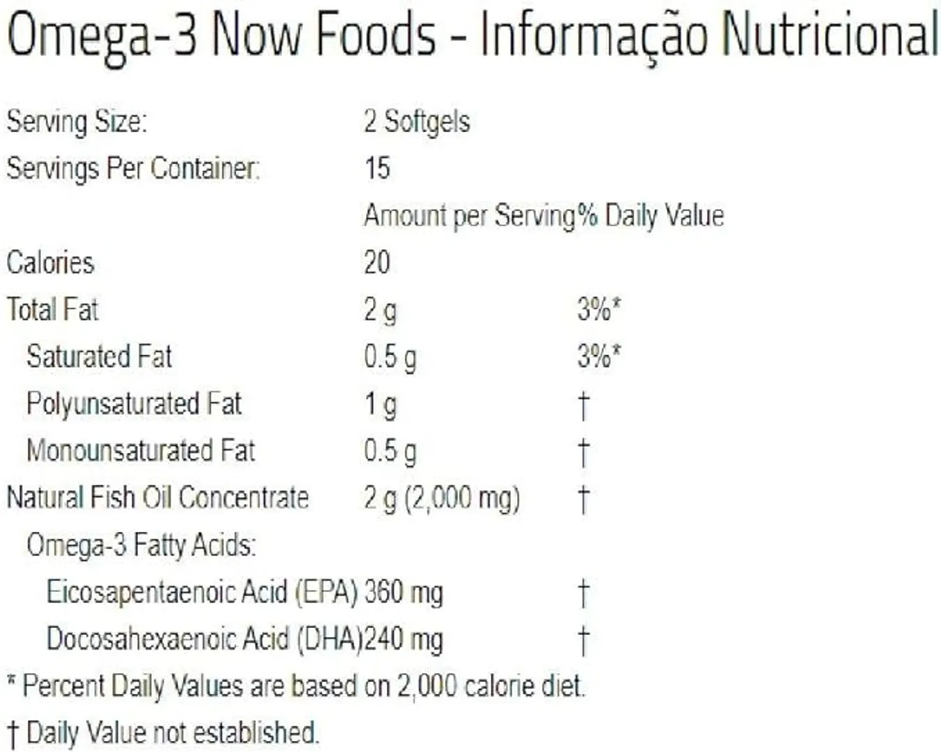 Omega 3 Fish Oil 1,000 mg 100 softgels NOW