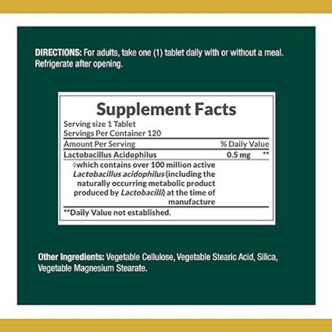 Probiótico 100million Organisms  100 tab Natures Bounty