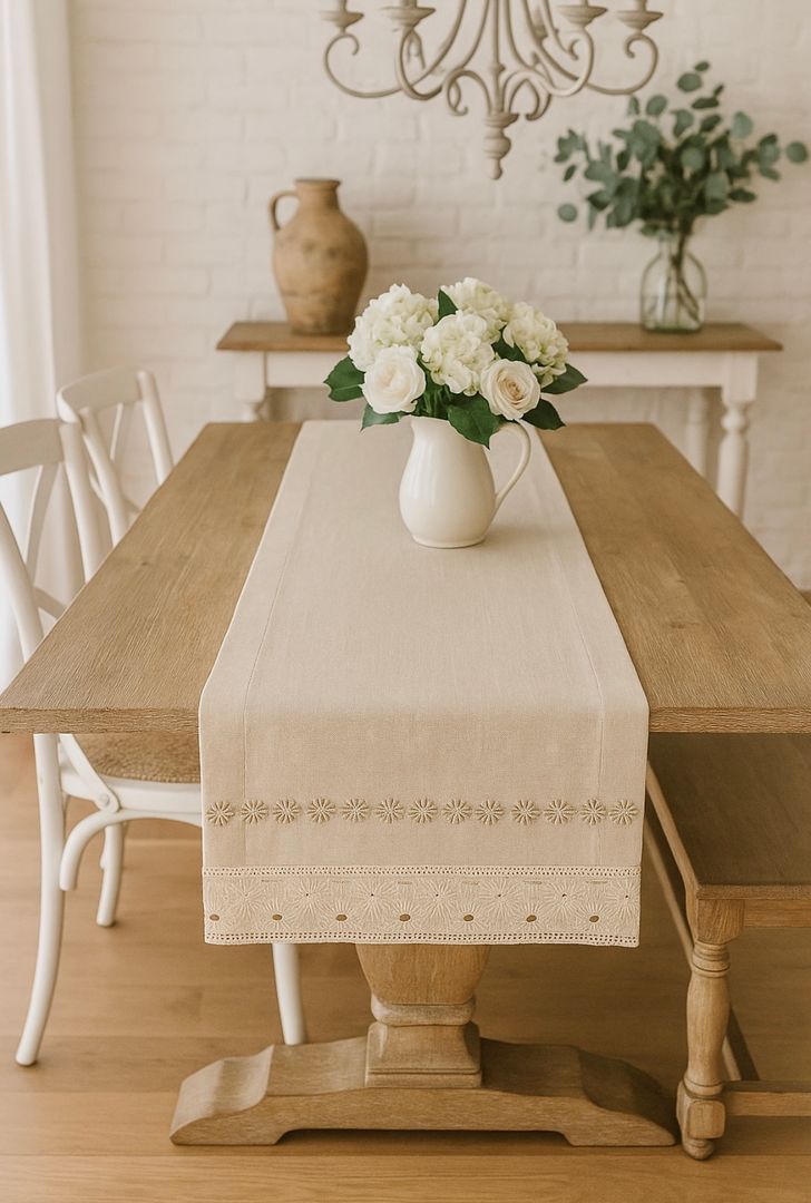 Sendero Lino Natural con Broderie 