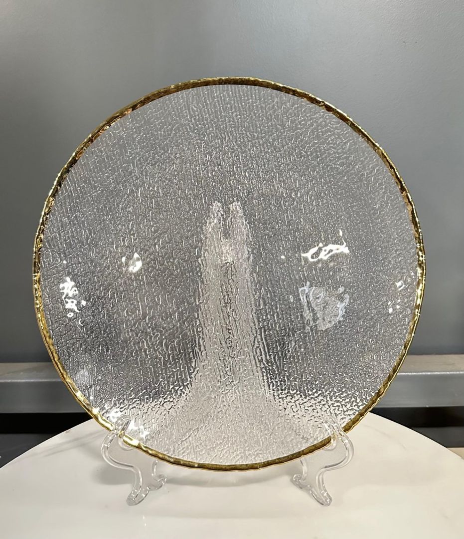PLATO BAJO TRANSPARENTE FILO DORADO EN CRISTAL
