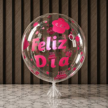 GLOBO BURBUJA 18” ESTAMPADO FELIZ DÍA  - imagen 1