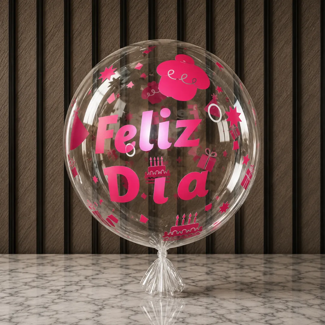 GLOBO BURBUJA 18” ESTAMPADO FELIZ DÍA 