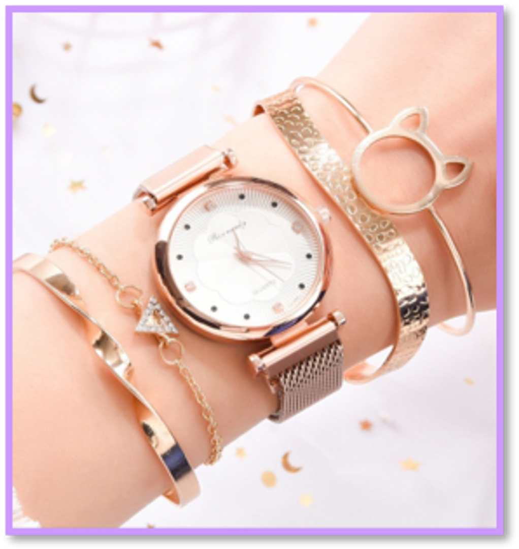 SET REJOL + 4 PULSERAS ORO ROSA
