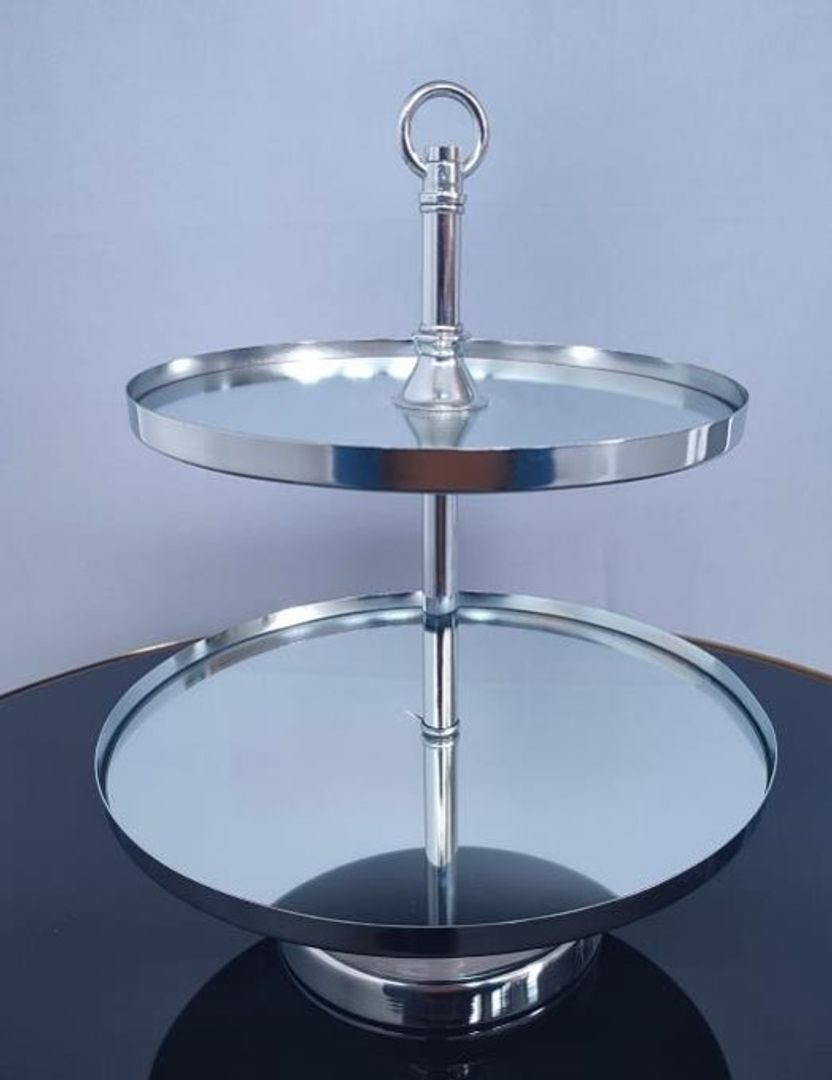 Base para pasteles plateado en metal con espejo