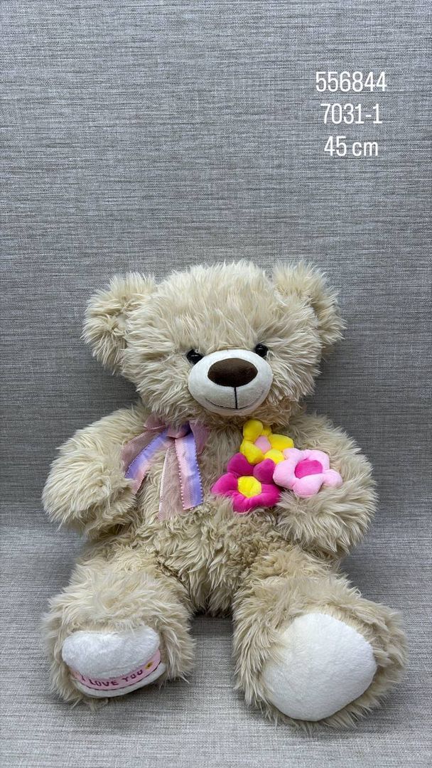 OSO PELUDITO CON FLORES 45 CM