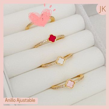 Imagen del producto Anillo Ajustable Trébol Rodio