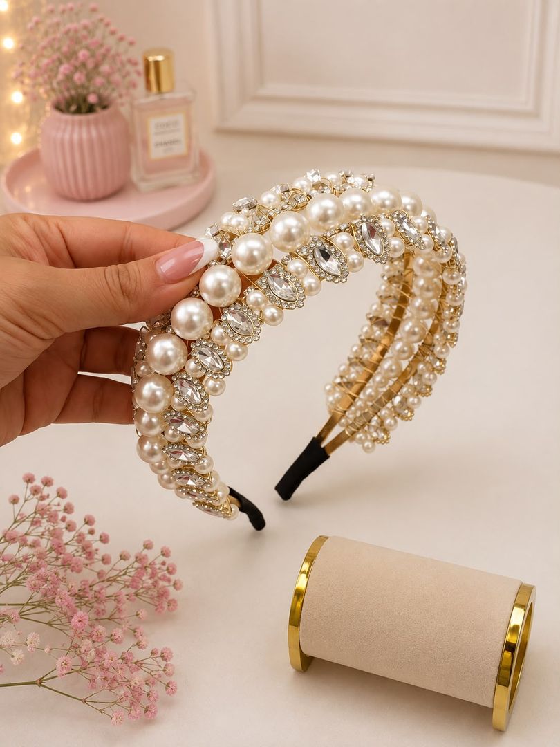 Diadema Perlas de Cristal