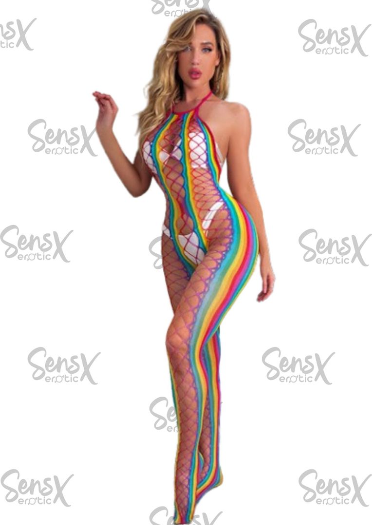 Enterizo cuerpo completo malla transparente.