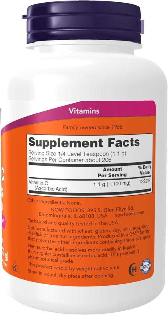 Cristales de vitamina C, 100 % ácido ascórbico, polvo puro, B001F0QVXY, 8 onzas