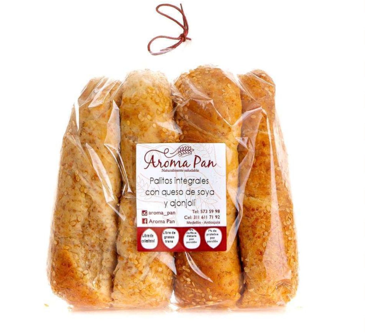 PALITOS INTEGRALES CON QUESO DE SOYA X4 UND X 240 GR AROMA PAN