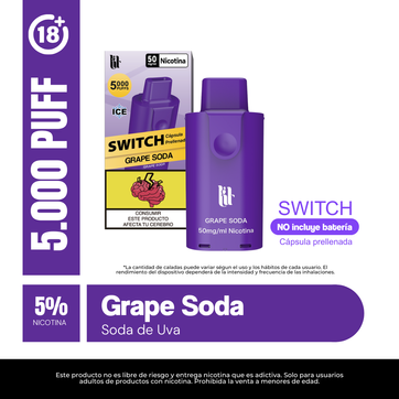 Imagen del producto Lit Pod Switch Grape Soda 5% Nic 5.000 Puffs