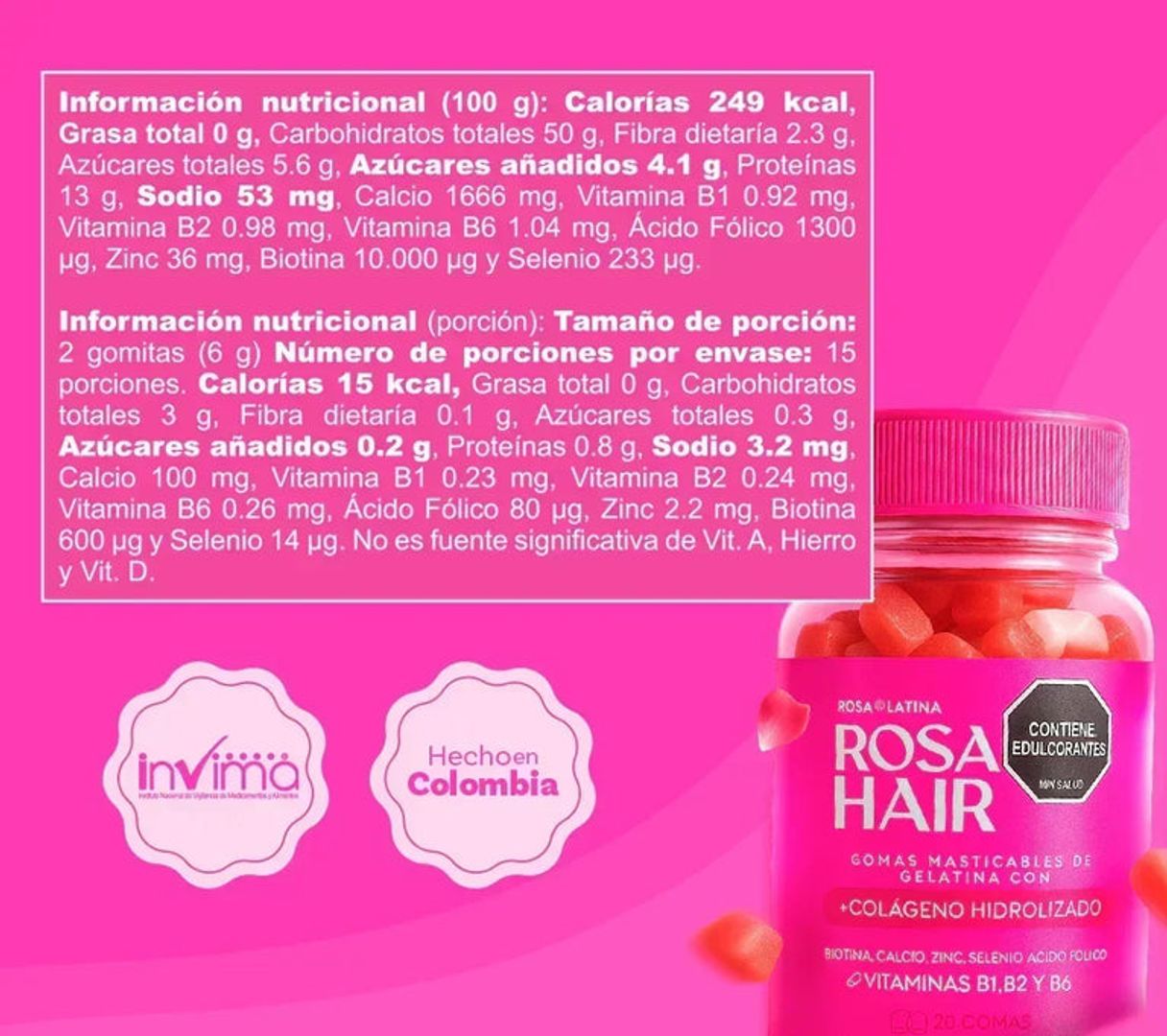 Rosa hair latina gomitas