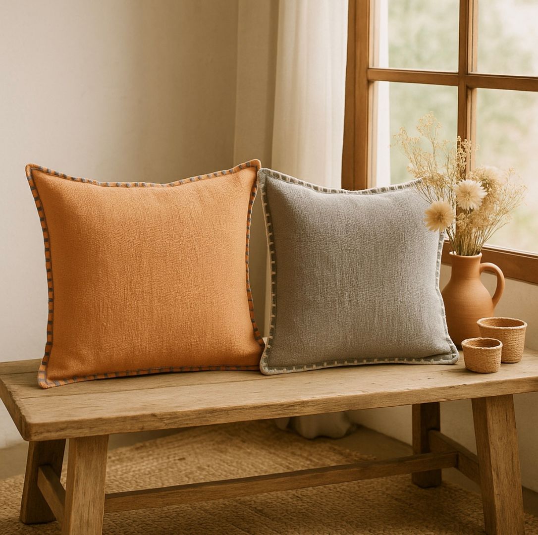 Almohadon rústico c/detalles de Lana VENDIDO