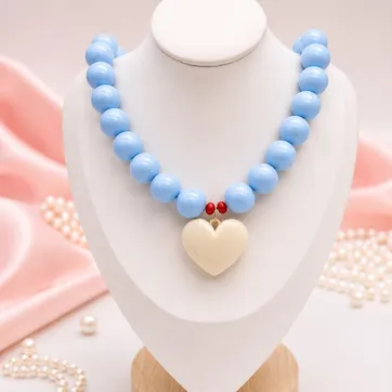 Collar Chicle # 16 azulbb/ rojo y beige - imagen 1