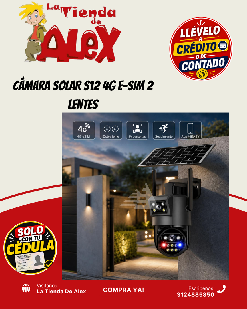 CÁMARA SOLAR S12 4G E-SIM 2 LENTES