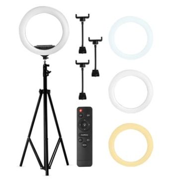 ro de luz soporte celular triple y tripode de luz 55 cm - imagen 1