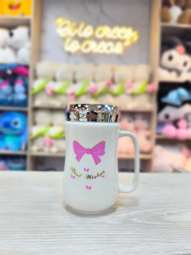 MUG TAPA ESPEJO MOÑO ROSADO FRASES