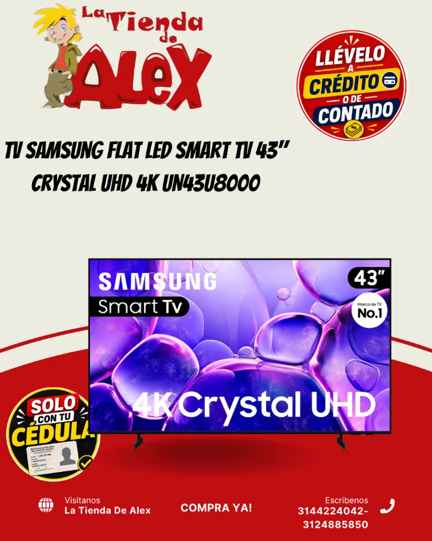 Tv Samsung FLAT LED Smart TV 43" Crystal UHD 4K UN43U8000