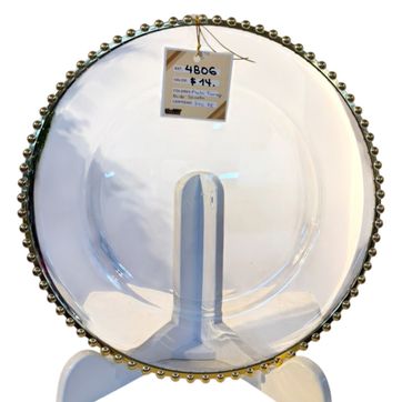 Imagen del producto SOBREPLATO PLASTICO TRANSPARENTE BORDE DORADO