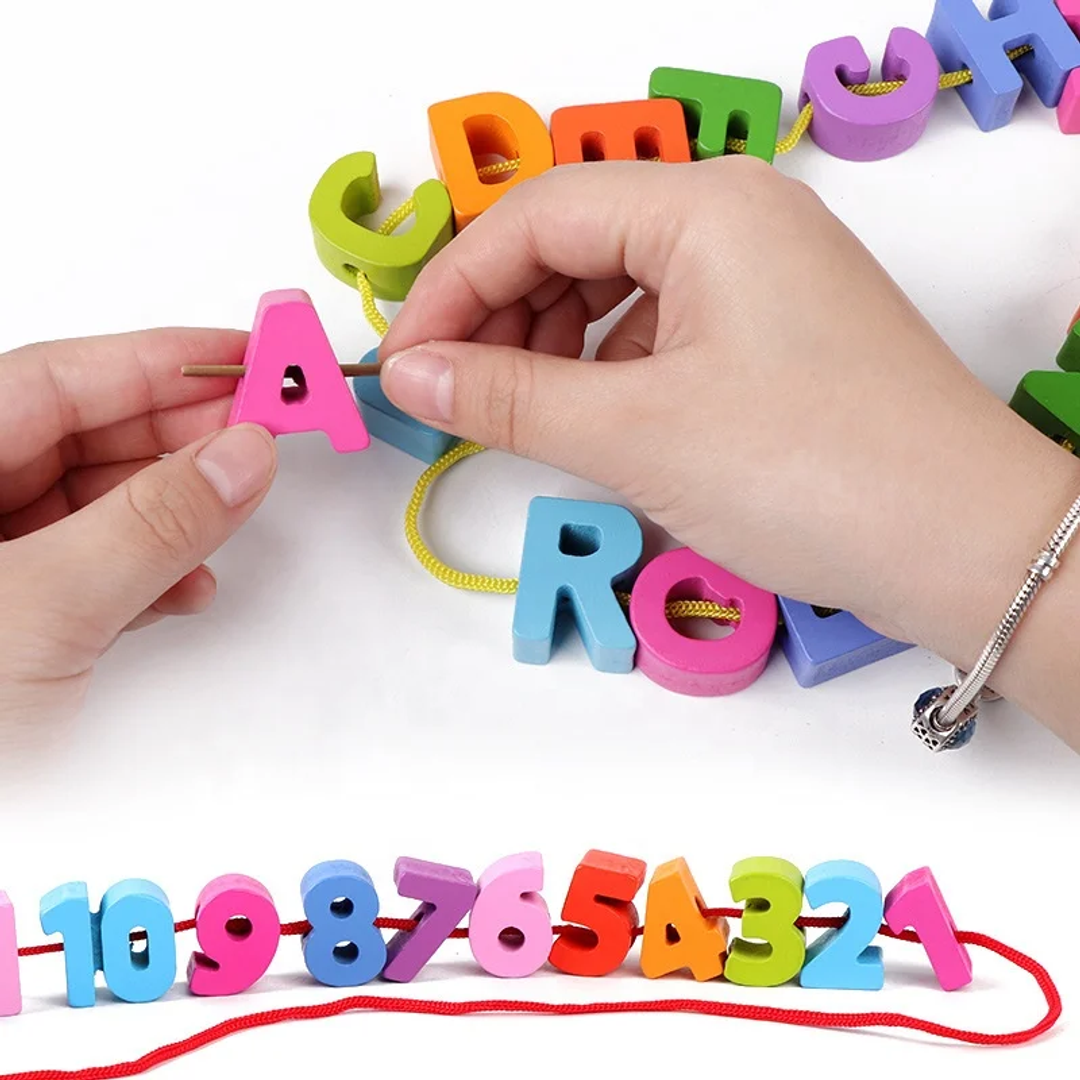 Rompecabezas Numeros Y Letras Para Enebrar Montessori