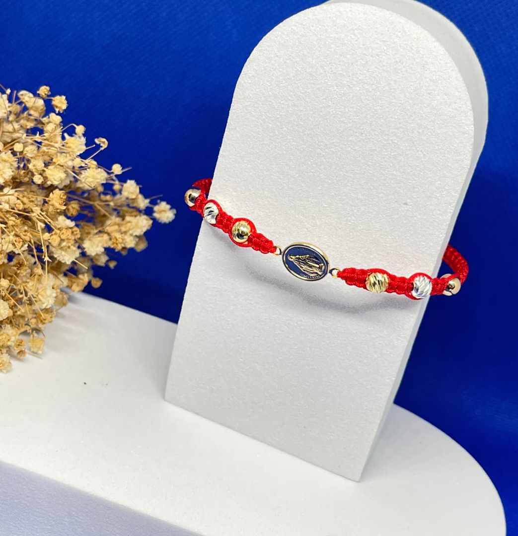 Pulsera virgen milagrosa ovalada balin 5mm liso e italy