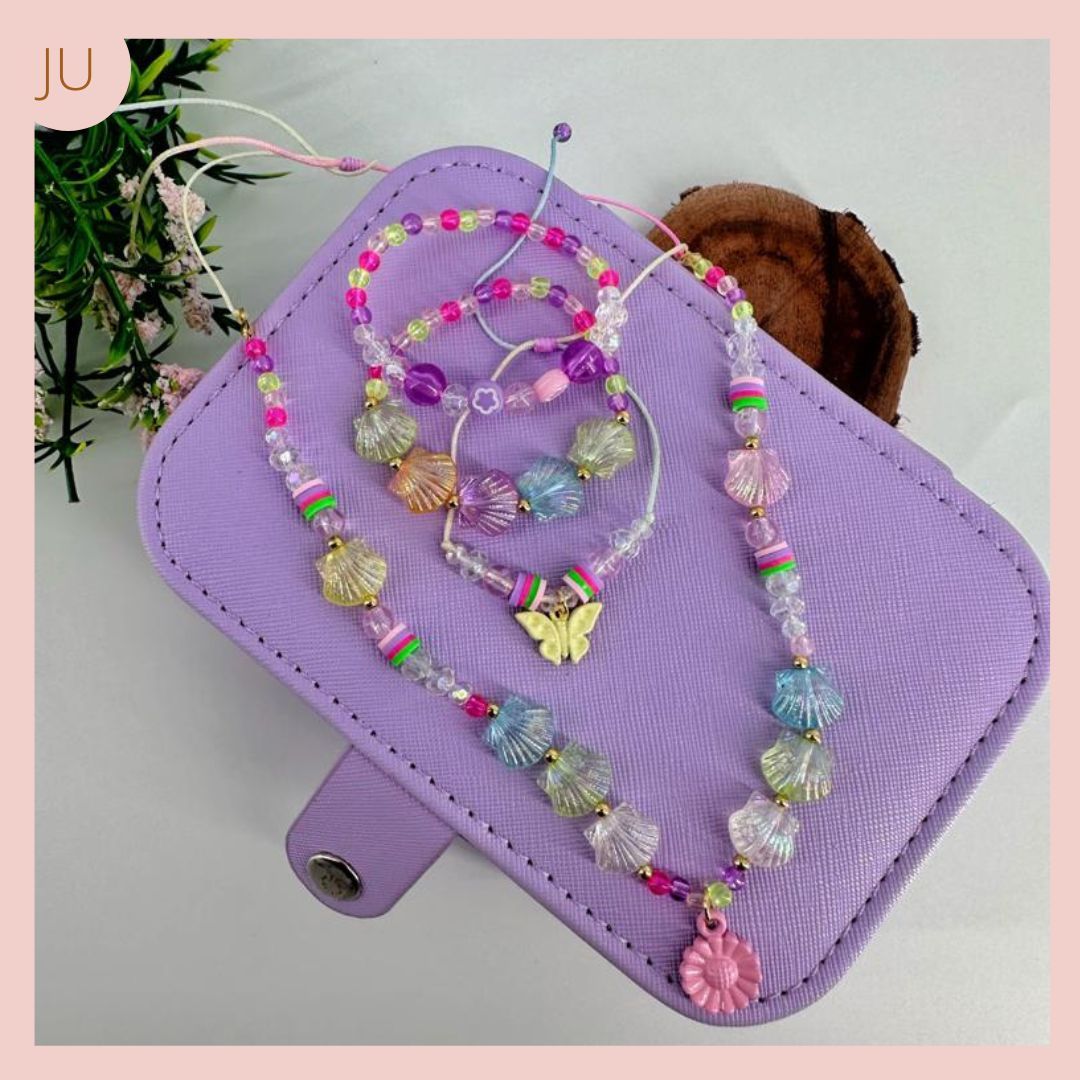Set collar pulseras Moradas conchas Infantil
