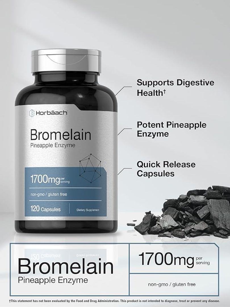 Bromelina 1700 mg  120 cap  Apoya la salud digestiva Suplemento de enzima de piña 