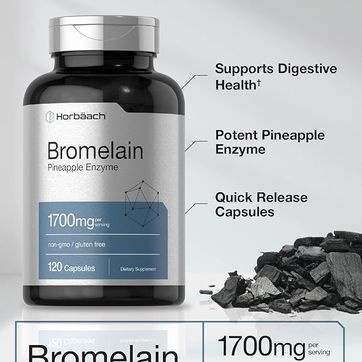 Bromelina 1700 mg  120 cap  Apoya la salud digestiva Suplemento de enzima de piña  - imagen 1