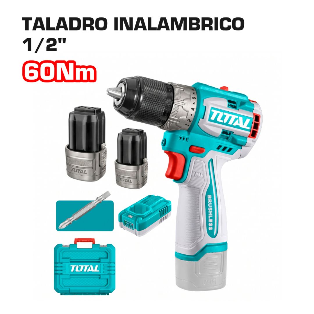TALADRO INALAMBRICO 16V 1/2" 60NM BATERIA Y CARGADOR