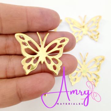 10 Mariposas Espejo Dorado 3.5x2.5cm - imagen 1