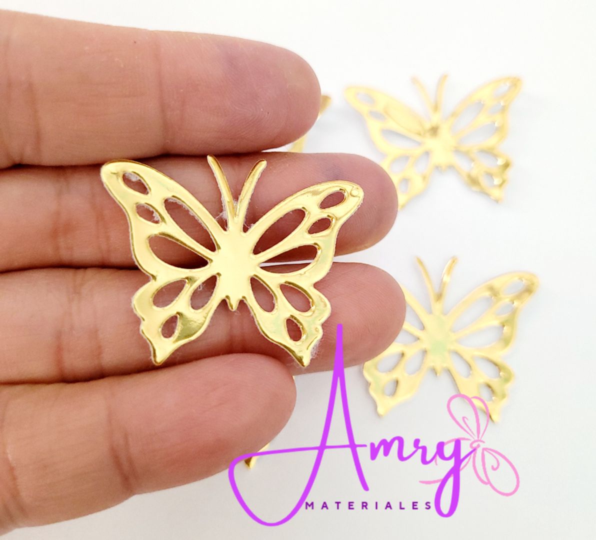 10 Mariposas Espejo Dorado 3.5x2.5cm