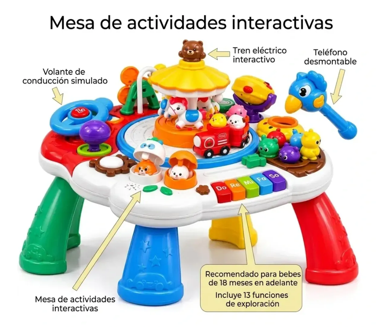 MESA INTERACTIVA MUSICAL PARA BEBES CON 13 FUNCIONES