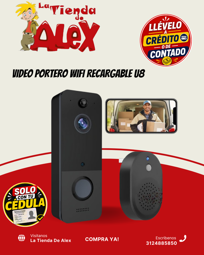 VIDEO PORTERO WIFI RECARGABLE U8